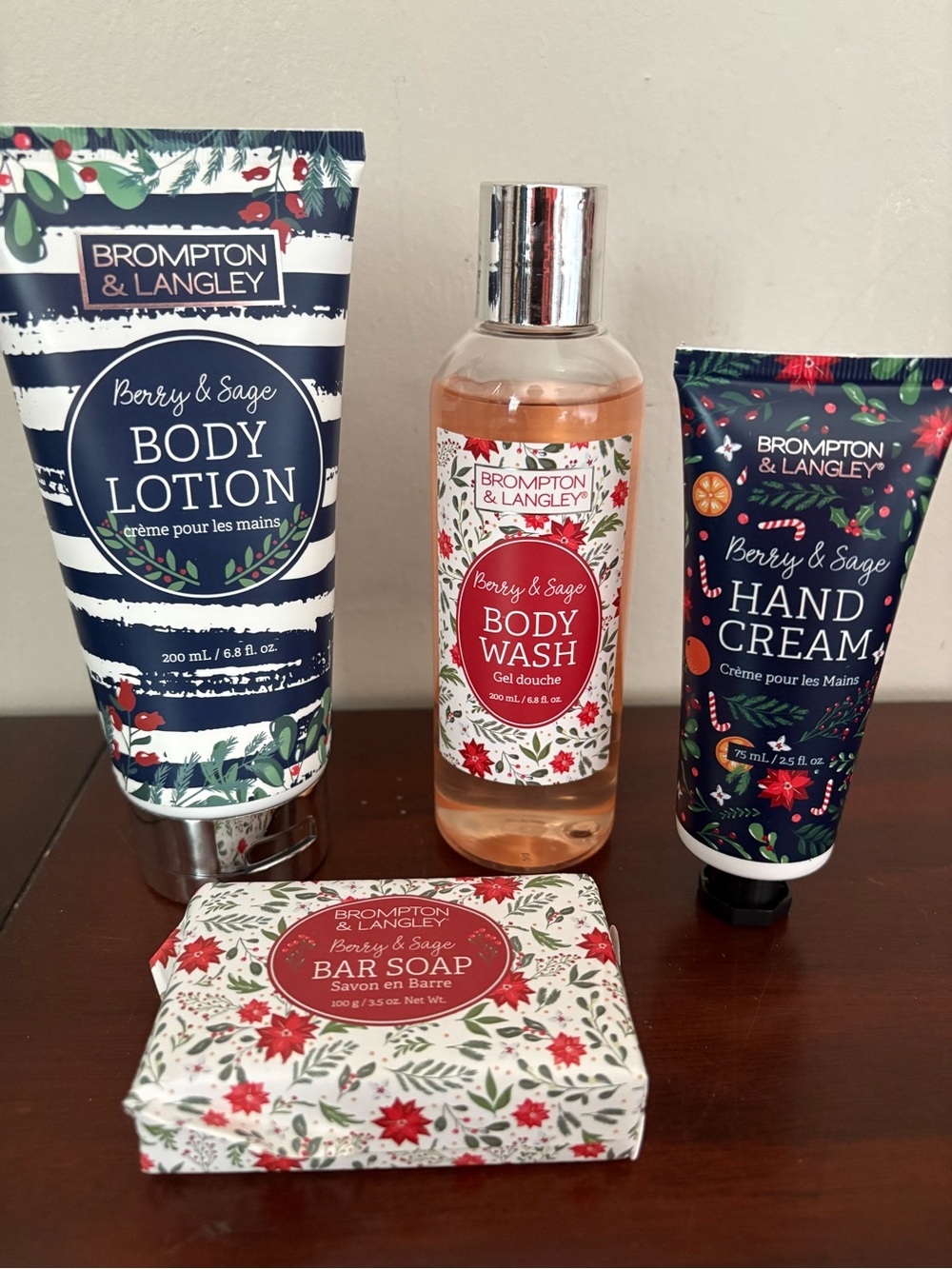 Brampton & Langley 4 Piece Set Body Lotion, Wash, Hand Cream, Soap Berry & Sage